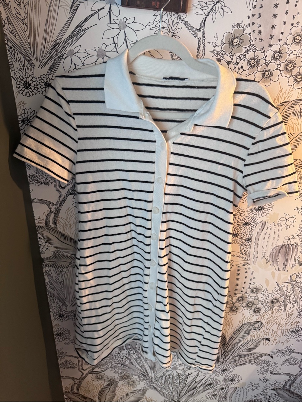 Zara White and Black Striped Mini Dress
